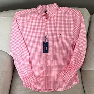 Vineyard Vines Men's Pink Checkered Shirt size small